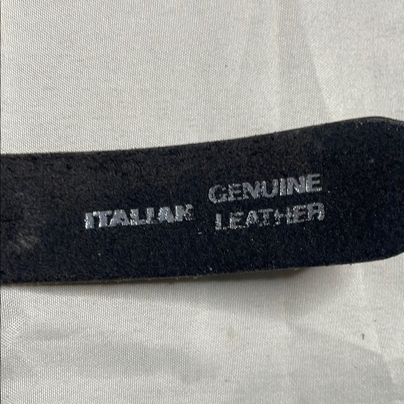 NEW Black Italian Leather Belt with Silver Buckle - Picture 4 of 6